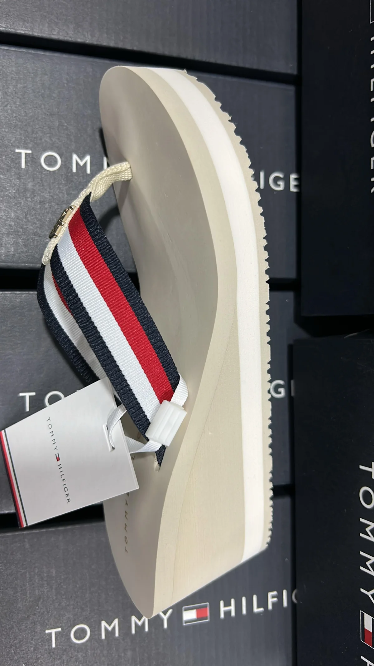 Sandalias Tommy - Tacón 6 cms - Beige - Rayas