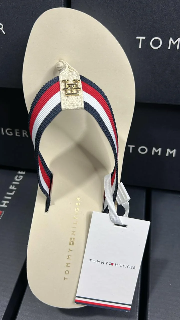 Sandalias Tommy - Tacón 6 cms - Beige - Rayas