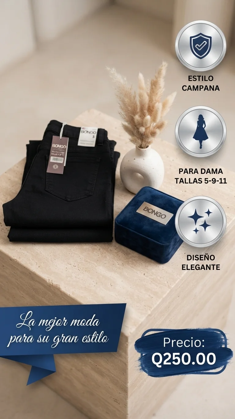 Pantalón BONGO Negro Estilo Campana