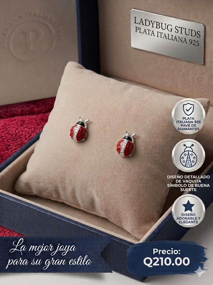 Aretes de Mariquitas en Plata Italiana 925