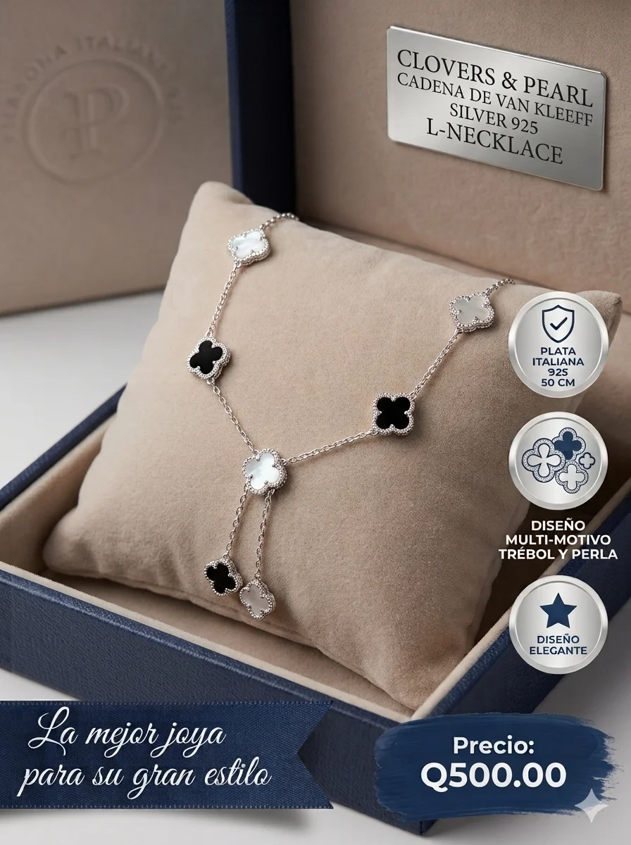 Cadena de Plata Italiana 925 Diseño Van Cleef