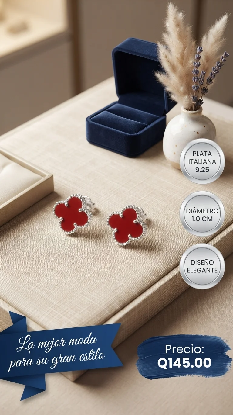 Aretes Tipo Van Cleef en Plata Italiana 9.25
