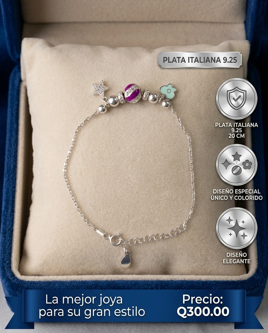 Pulsera Estrella y Mariposa – Plata Italiana 9.25